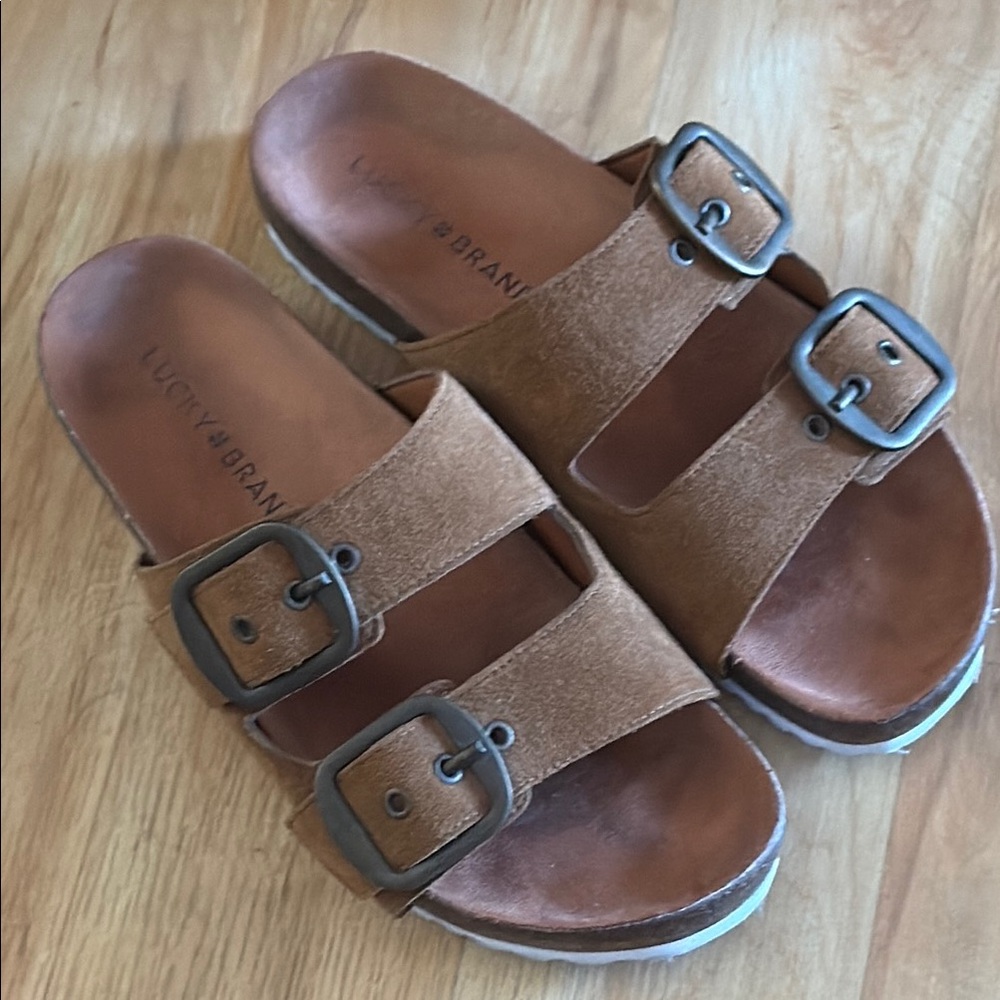 Lucky Brand Brown Buckle Sandals, Size 7M